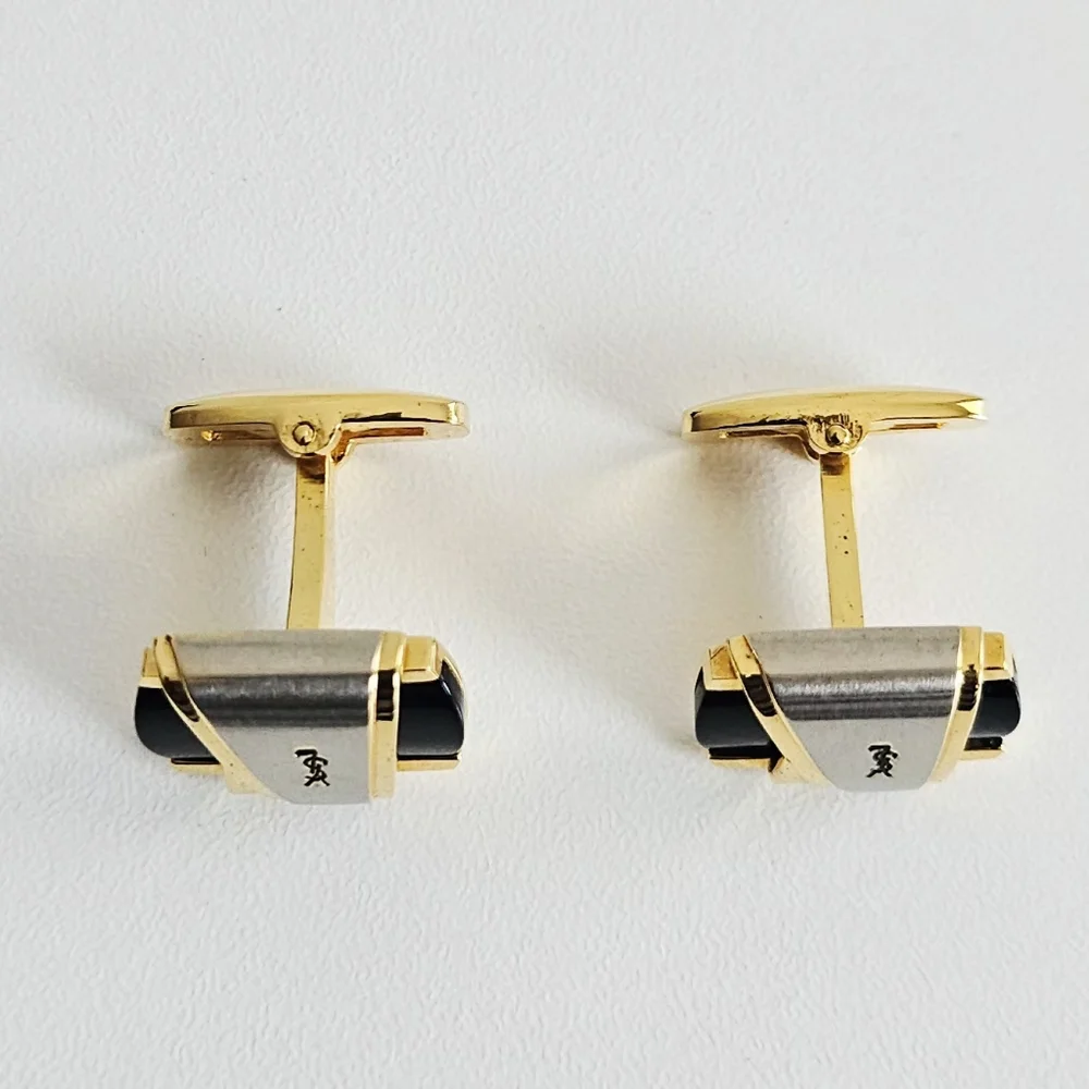 YSL Black Onyx Three-tone Cassandre Cufflinks